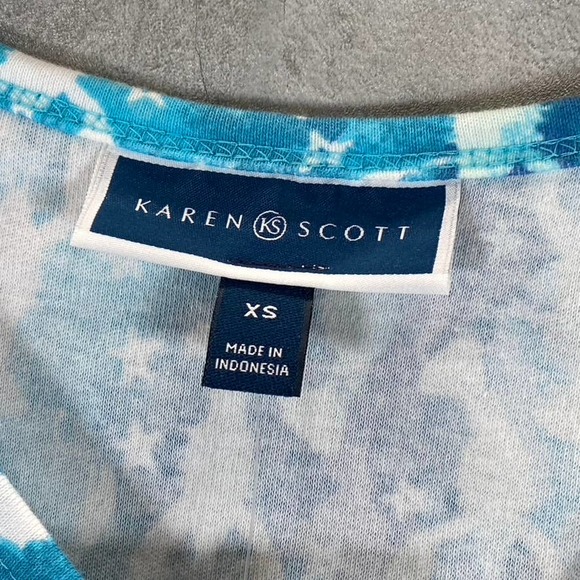 Karen Scott Women's Aqua Oasis Lobster Love Printed V-Neck Short-Sleeve Top SZXS - Picture 9 of 11